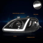 LED DRL Tube Projector Headlight for Honda Civic (1999–2000)