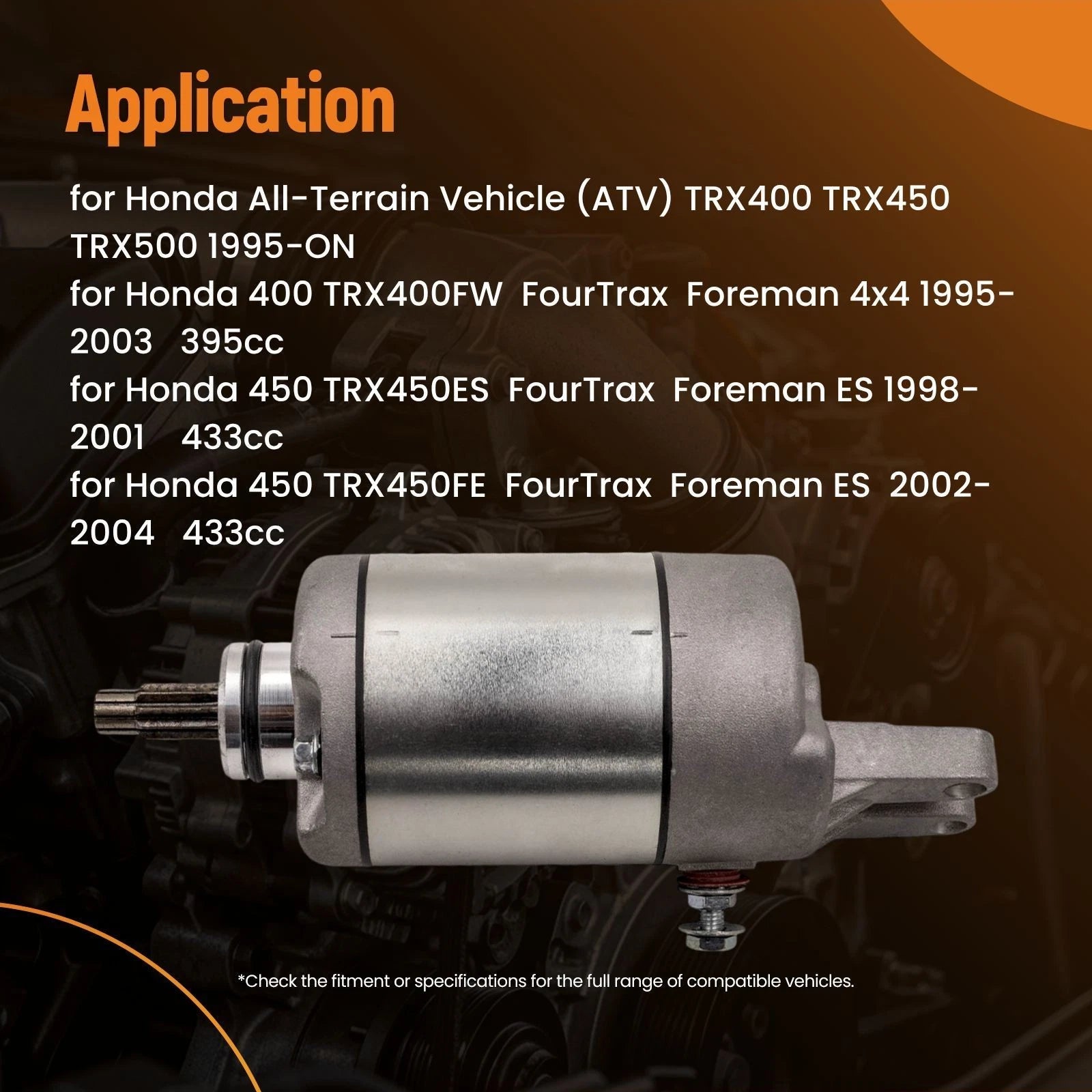 Starter for Honda ATV TRX 400 450 500 FourTrax Foreman (1995–2011) 31200-HM7-A41