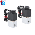 Set of 2 12V DC Solenoid Valves 1/4 Inch Normally Closed for Air Water