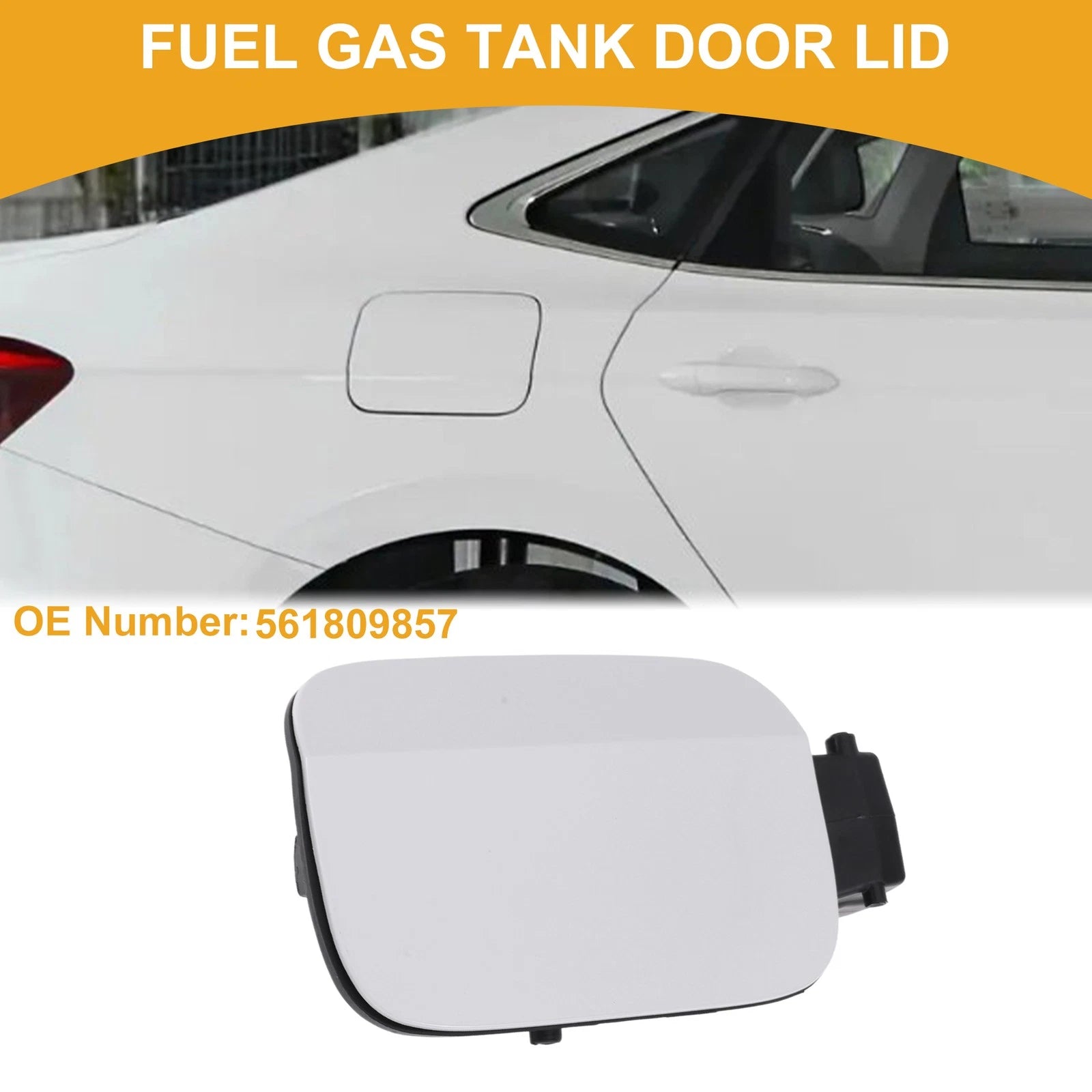 Fuel Tank Door Cap for Volkswagen Passat (2011–2018) Bolt Type No. 561809857 White