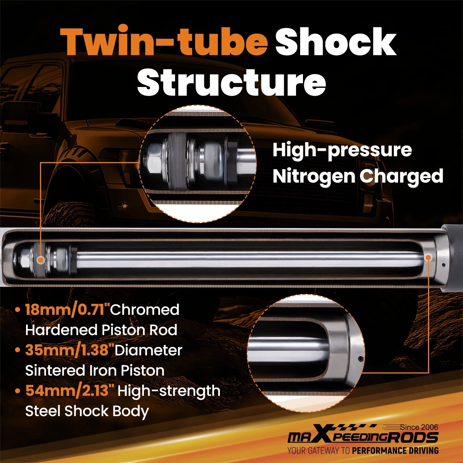 Front Lift Shock Absorber for Dodge Ram 2500 3500 (2003–2025) 4WD 5.5-7"