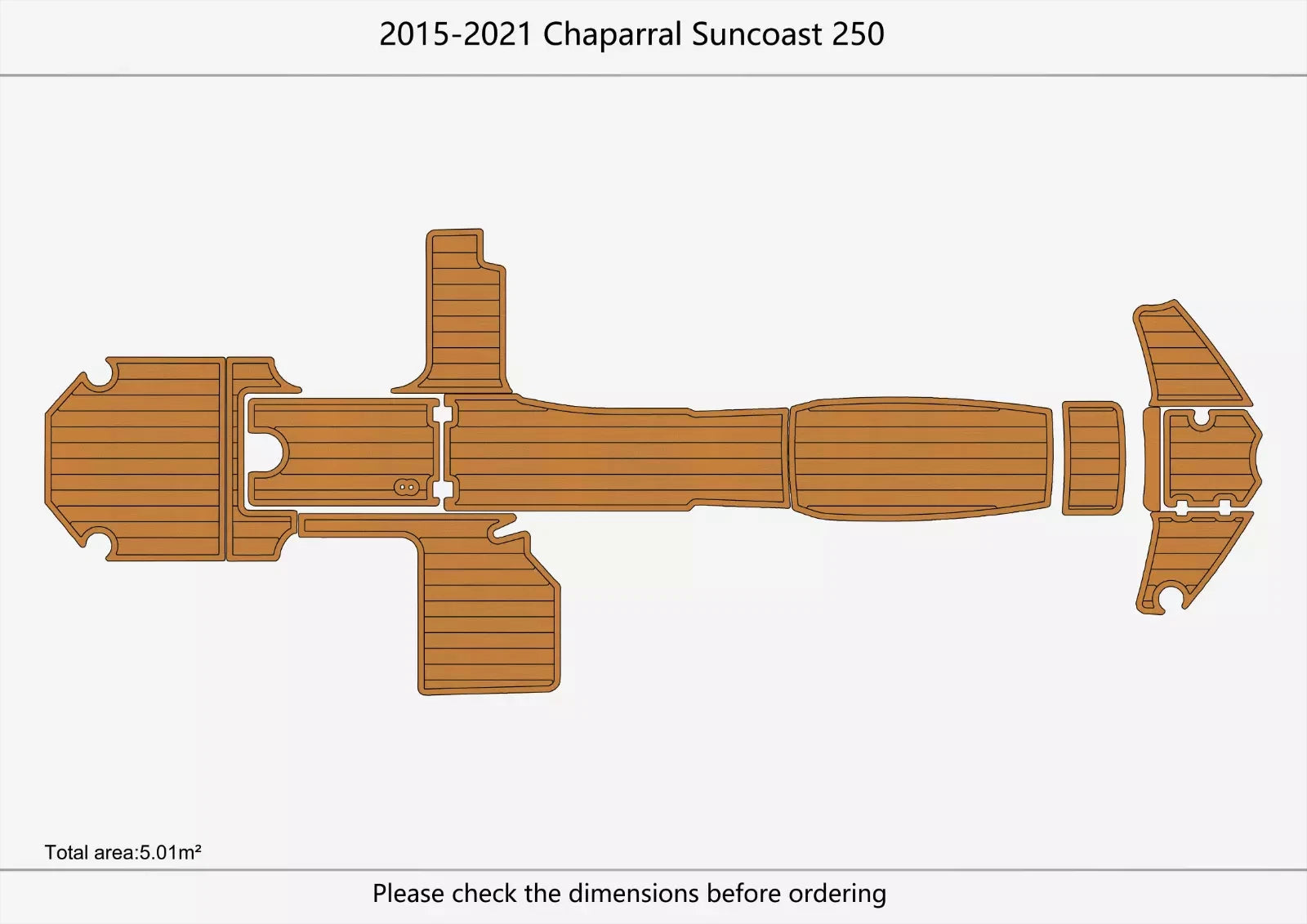 EVA Foam Faux Teak Deck Floor for Chaparral 250 Suncoast (2015–2021)