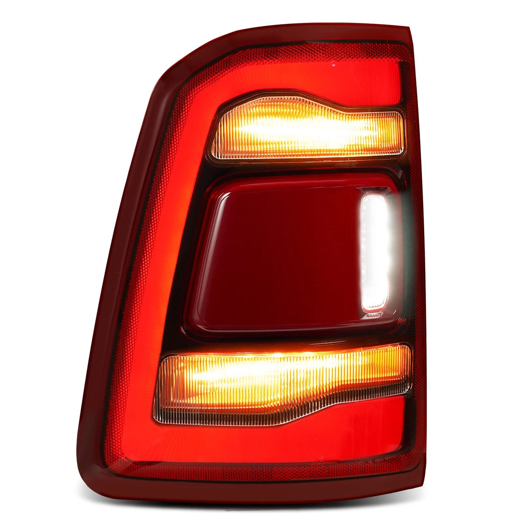 LED Tail Light for Ram 1500 (2019–2024) with Bulb, Chrome Trim, Left Side