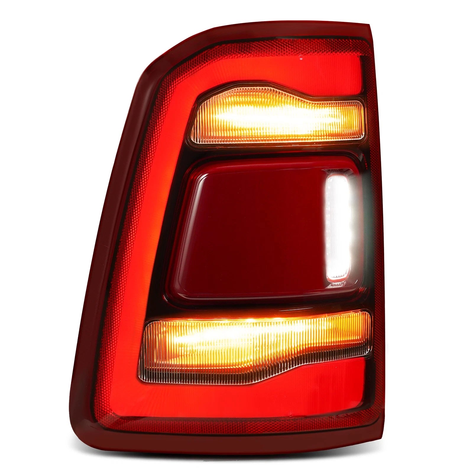 LED Tail Light for Ram 1500 (2019–2024) with Bulb, Chrome Trim, Left Side