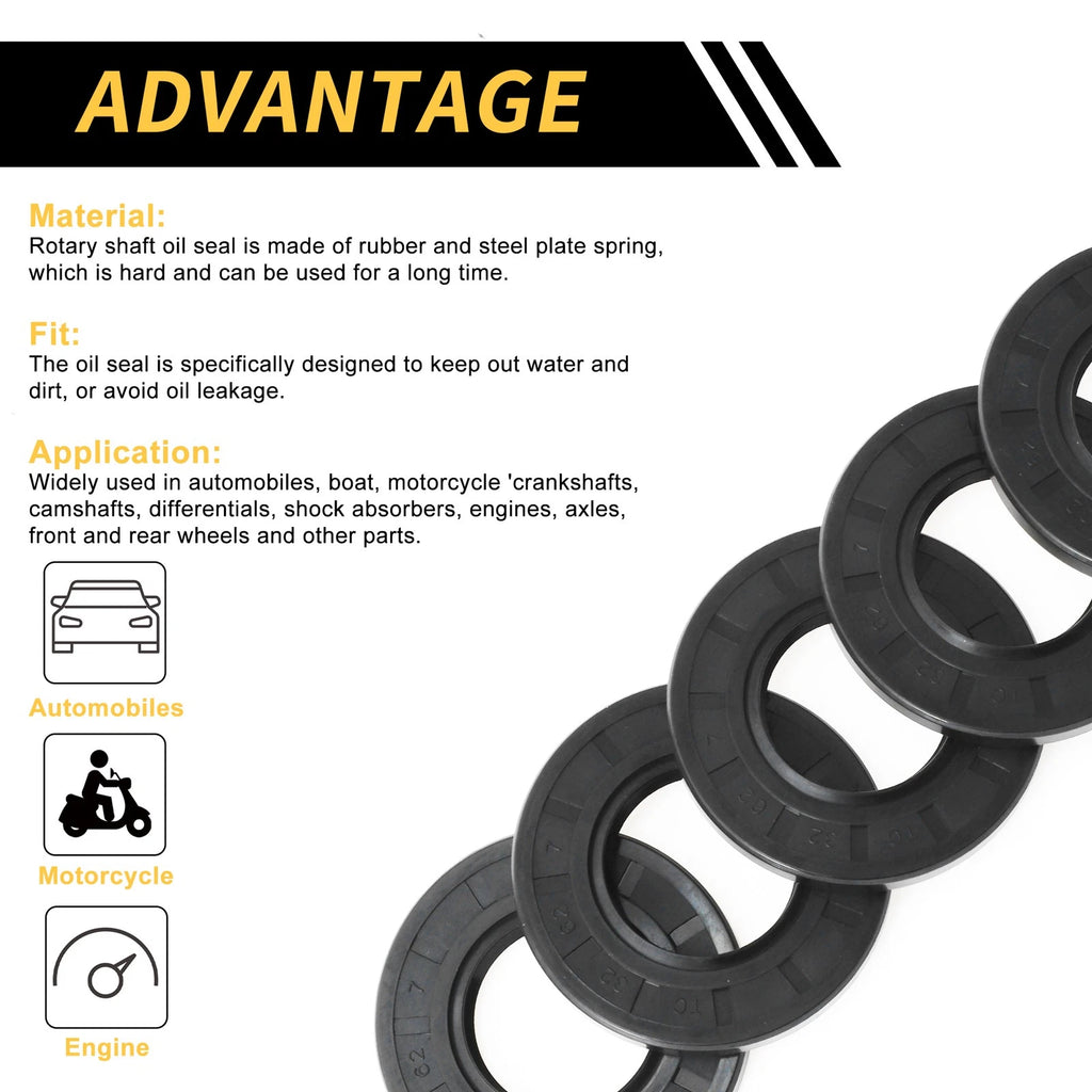 Set of 5 Oil Seal Rotary Shaft Seal NBR Rubber 32x62x7mm
