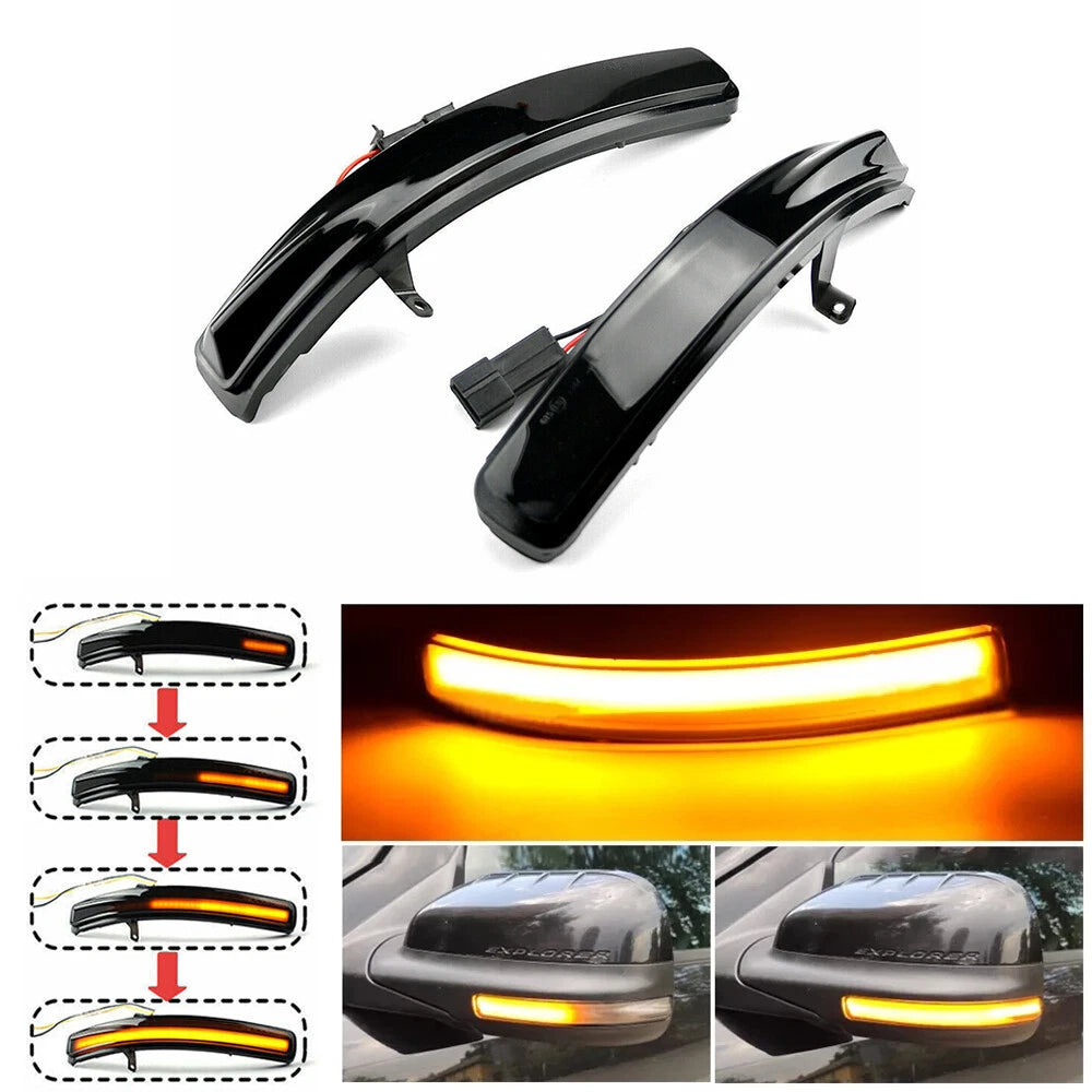 Dynamic Dark Lens LED Side Mirror Turn Signal Light for Ford Explorer (2011–2019)