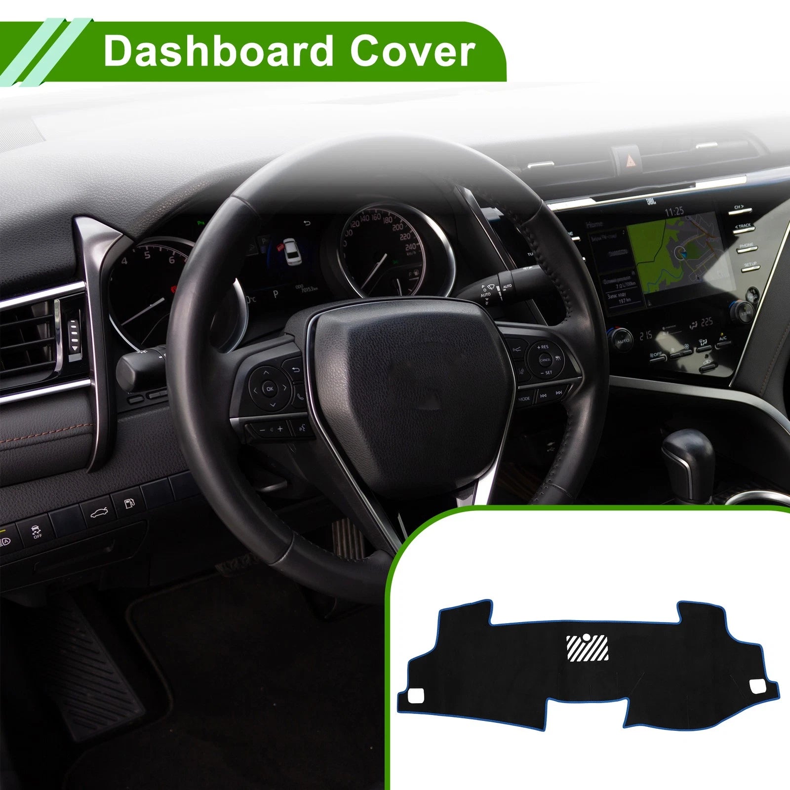 Dashboard Cover Mat for Toyota Camry (2017–2024) Sun Protector Black Blue