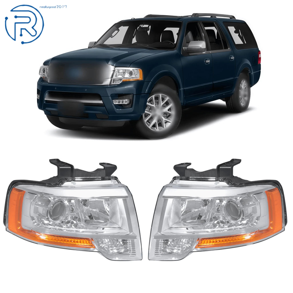 Set of 2 Projector Halogen Headlights for Ford Expedition (2015–2017)