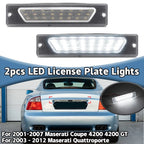 2X White LED Number Plate Light Lamps for Maserati Coupe 4200 (2001–2007)