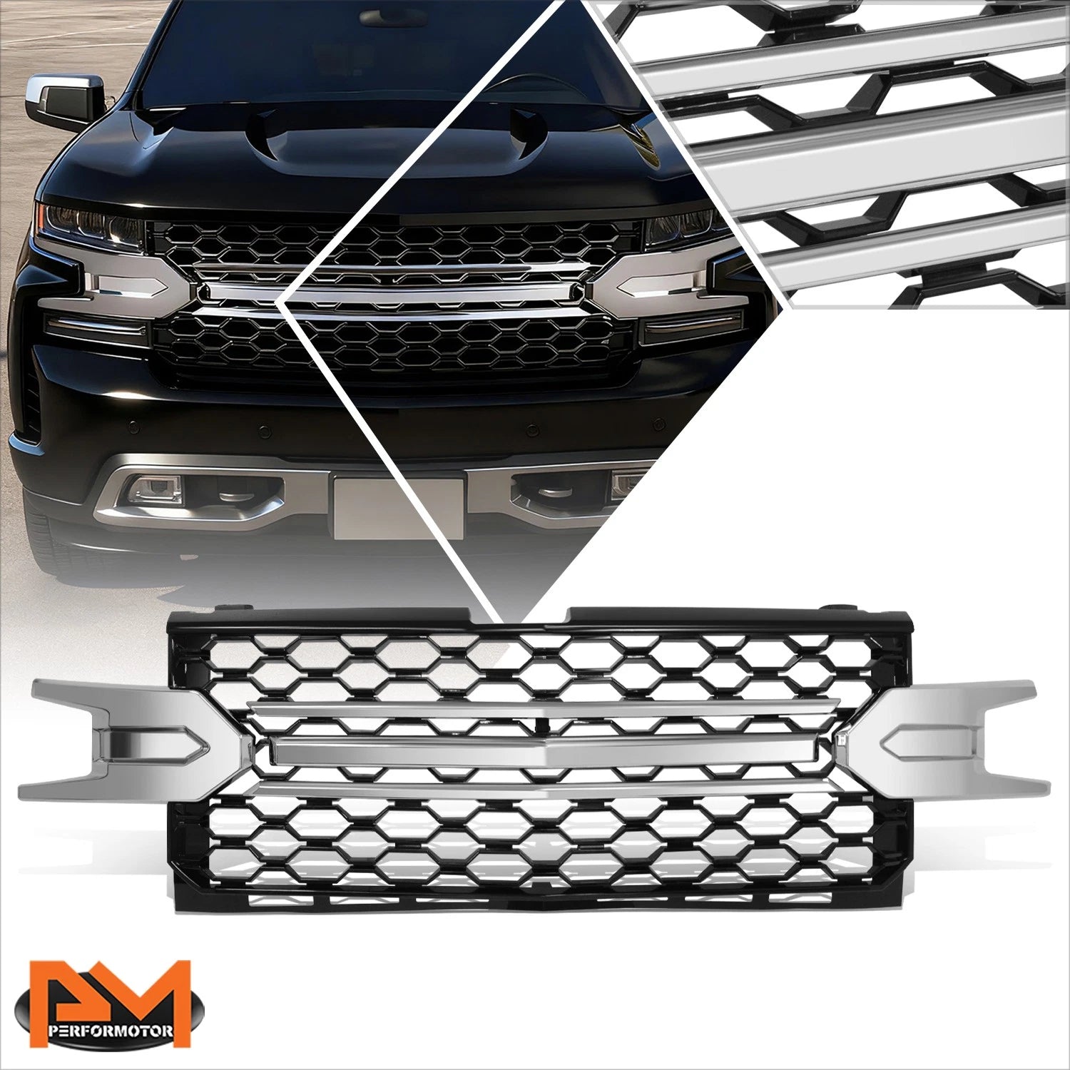 Badgeless Honeycomb Mesh Front Grille for Chevrolet Silverado 1500 LTD (2019–2022)