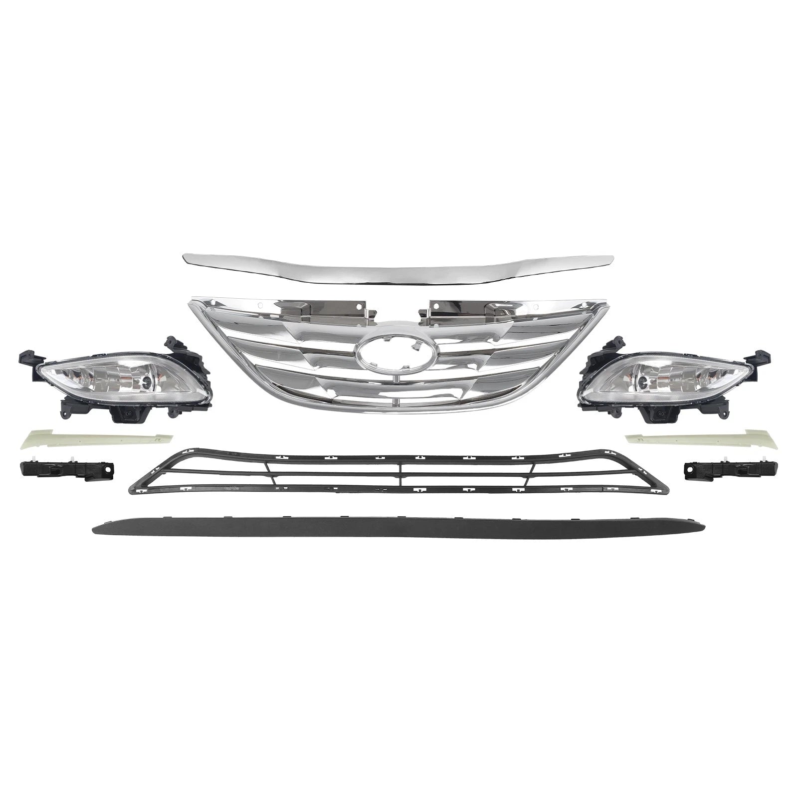 Set of 10 Chrome Grille Fog Light Bumper Brackets for Sonata (2011–2014)