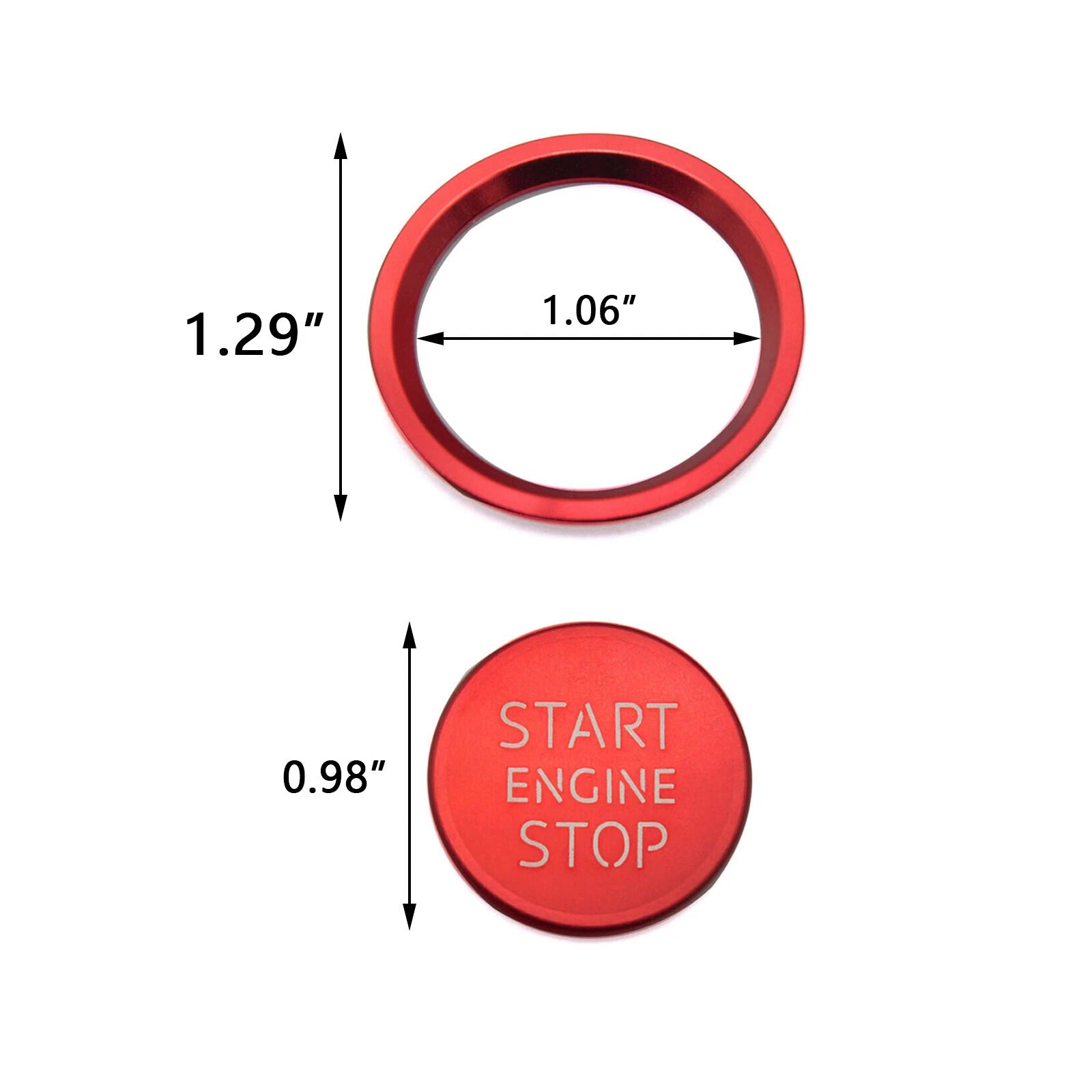 RS Style Red Keyless Start Engine Stop Cover with Decal Ring for Audi A4 (2010-2020)