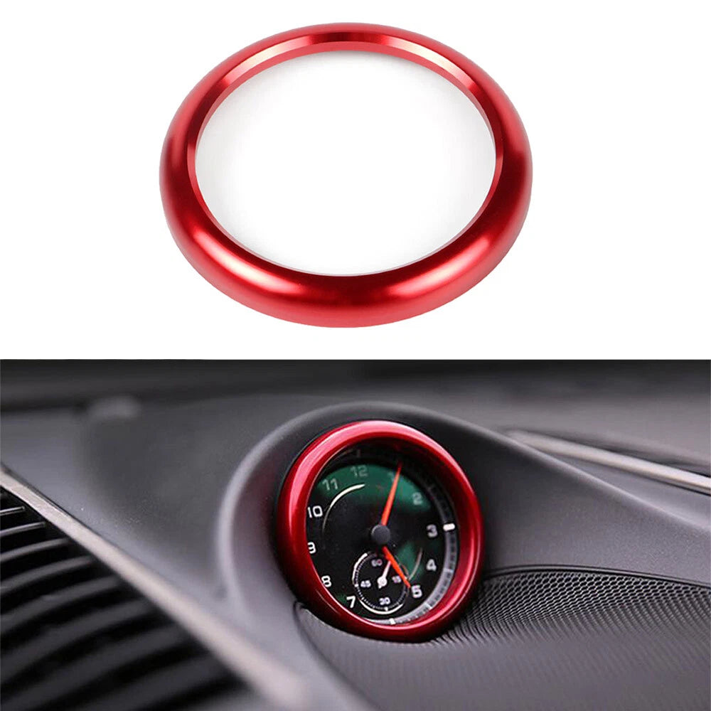 Red Aluminum Alloy Dashboard Clock Ring Trim for Porsche 911, Cayenne