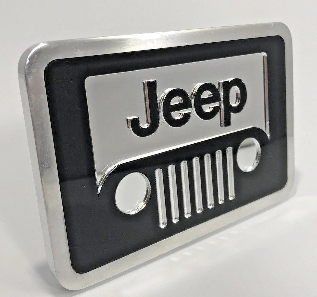 Tow Hitch Cover Replacement for Jeep Wrangler JL with Black Grill Emblem (2018–2024)