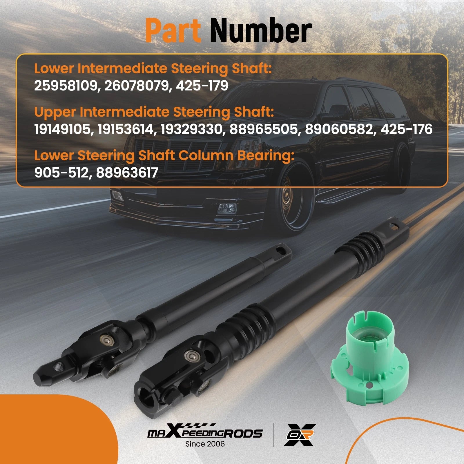 2Pc Steel Steering Shaft for GMC Yukon XL 1500/2500 (2000–2006/2013) 19149105