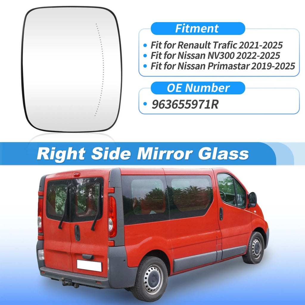 Heated Mirror Glass for Nissan NV300 (2022–2025) Right Side No. 963655971R