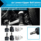 Set of 4 Lower & Upper Ball Joints for Jeep Grand Cherokee (1993–2004)
