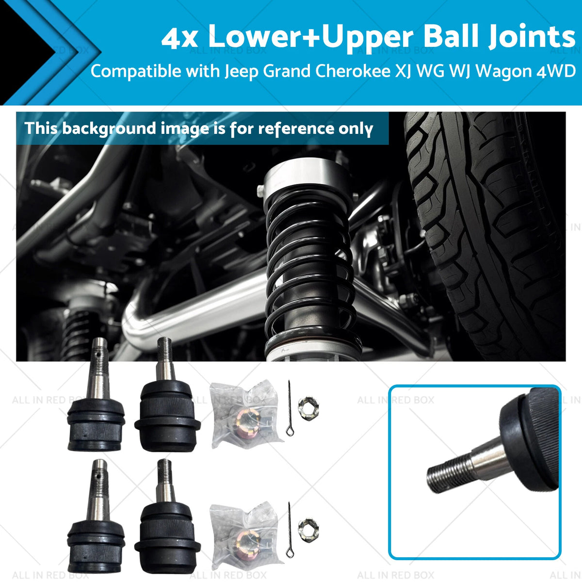 Set of 4 Lower & Upper Ball Joints for Jeep Grand Cherokee (1993–2004)