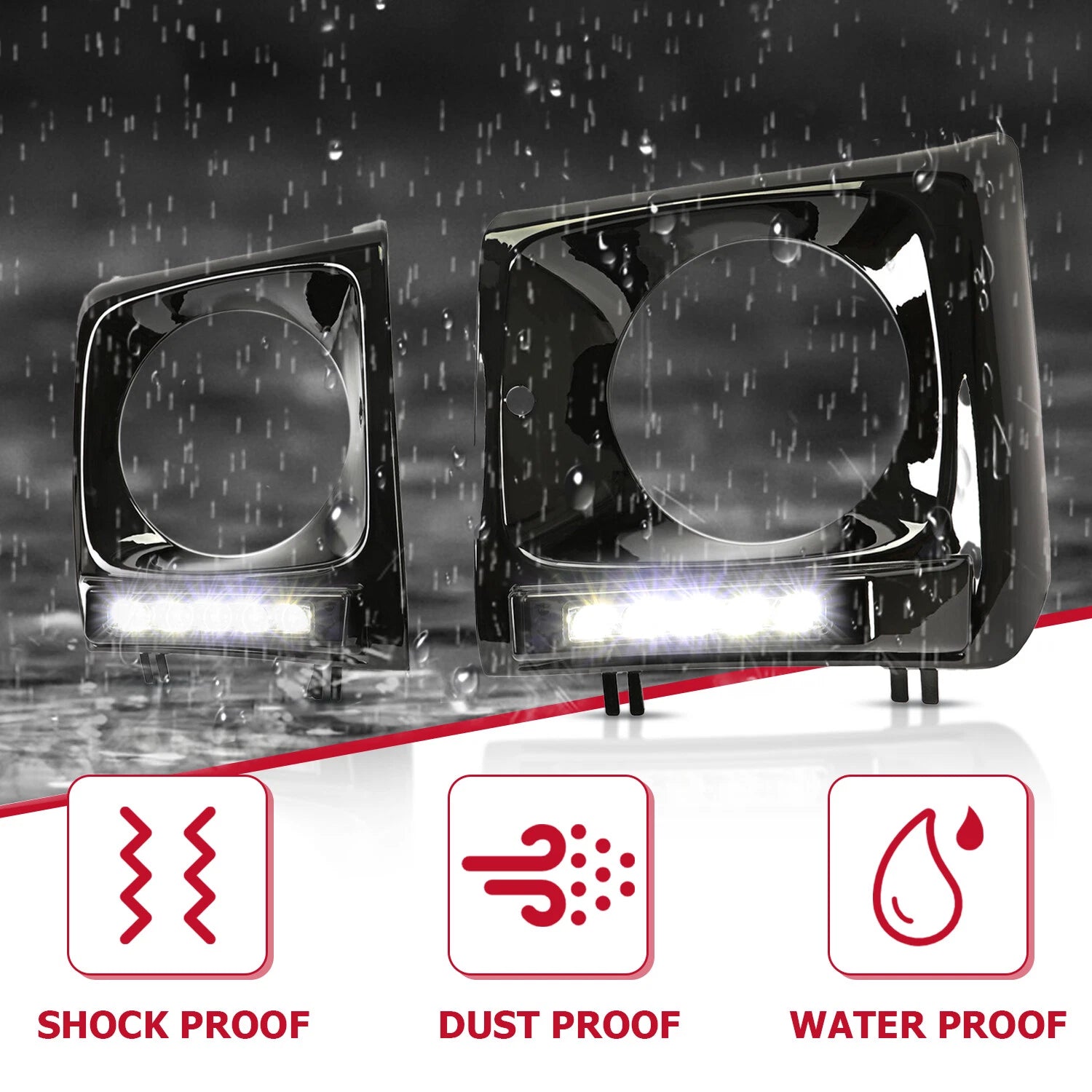 Headlight Bezel for Mercedes G500 G63 W463 (1990-2018) with LED DRL