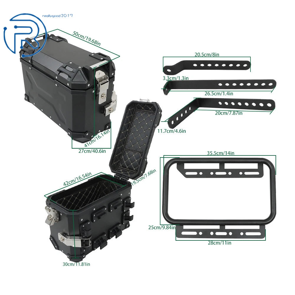 2X Hard Saddlebags for Motorcycle Tour Trunk Luggage & Mounting Bracket 36L
