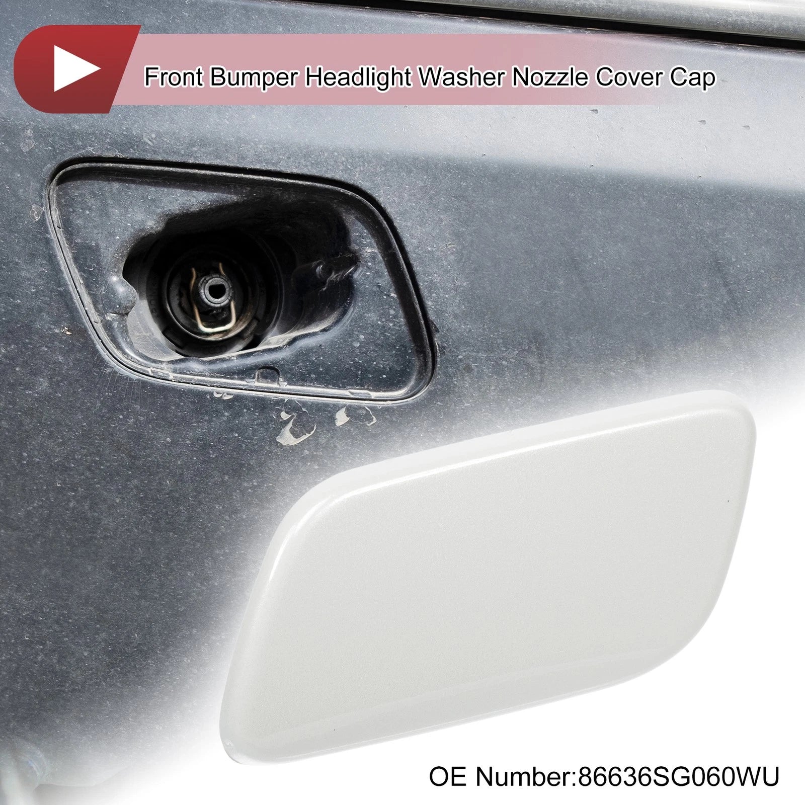 Front Left Washer Nozzle Cover Cap for Subaru Forester Sport (2013–2015) White
