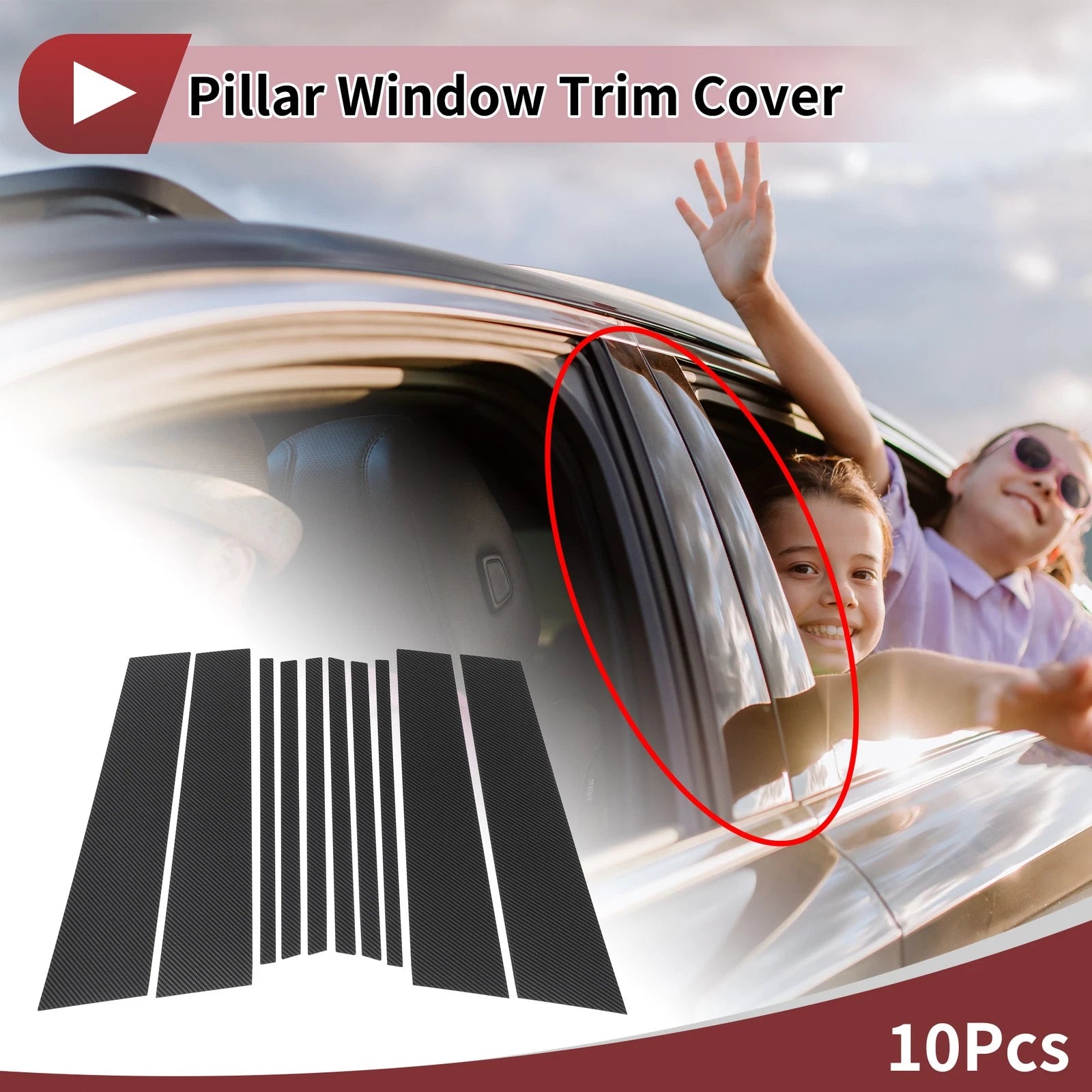 10 Pcs Door Pillar Window Trim for Volkswagen Tiguan (2018–2022)