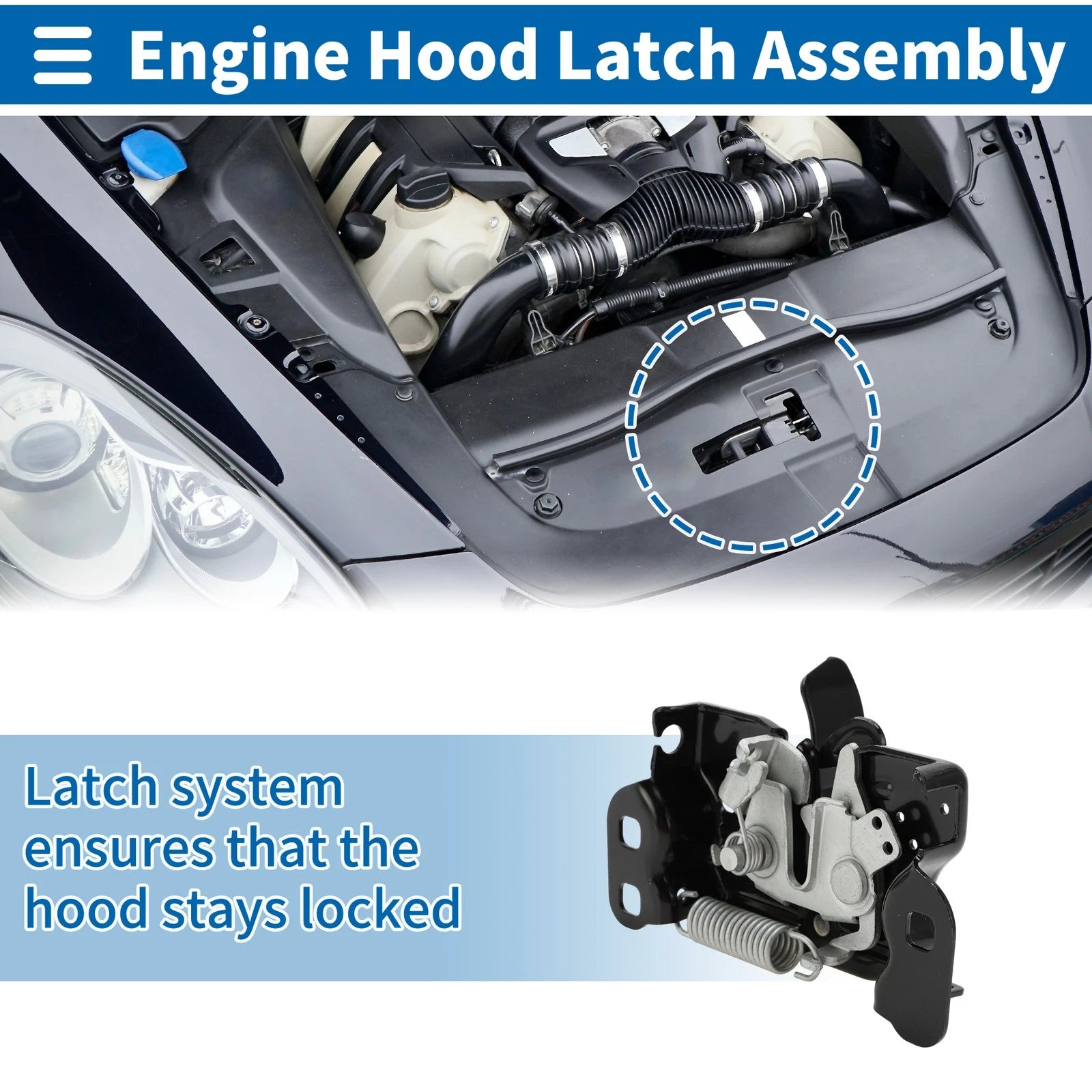 Hood Latch Assembly for Dodge Avenger Sedan (2011–2014) No. 04589827AA