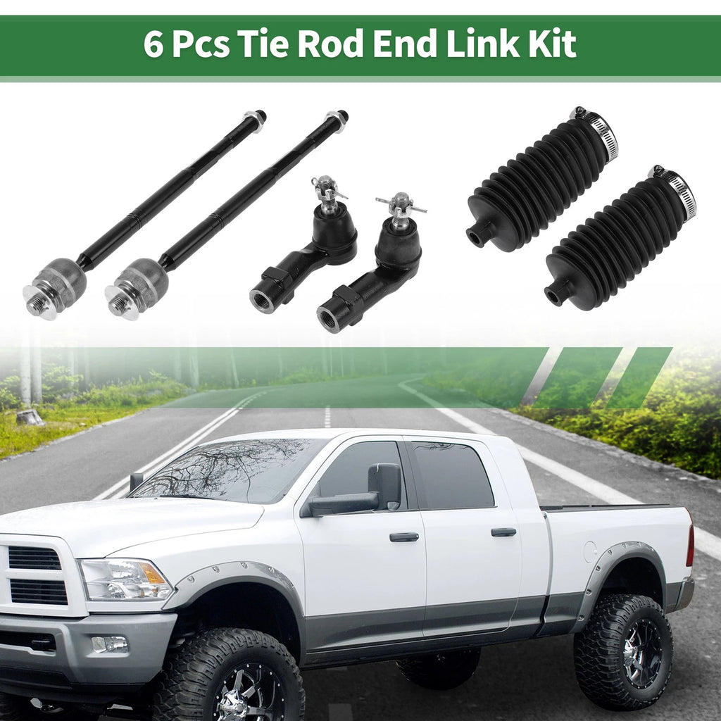 6pcs Front Suspension Kit Inner Outer Tie Rod End with Boot for Dodge Dart (2013–2016)