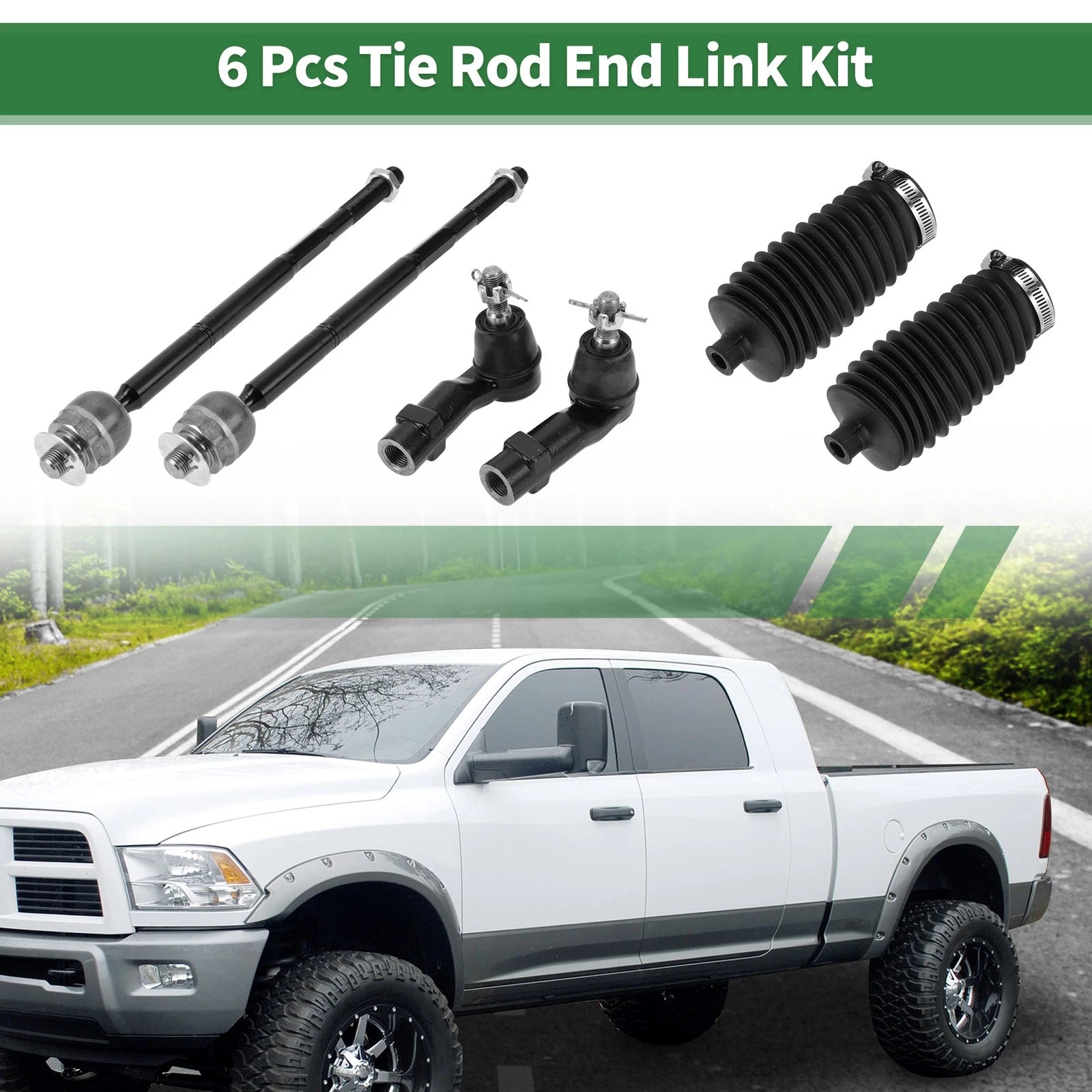 6pcs Front Suspension Kit Inner Outer Tie Rod End with Boot for Dodge Dart (2013–2016)