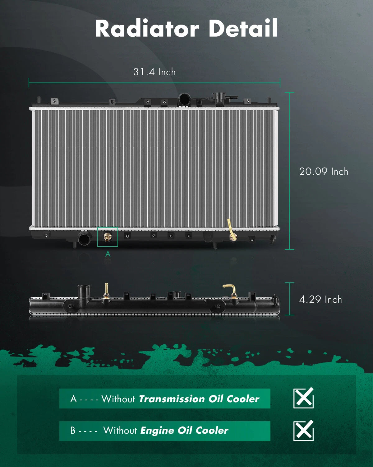 Aluminum Radiator for Mitsubishi Eclipse 2000–2005 (2.4L, 3.0L, L4, V6)
