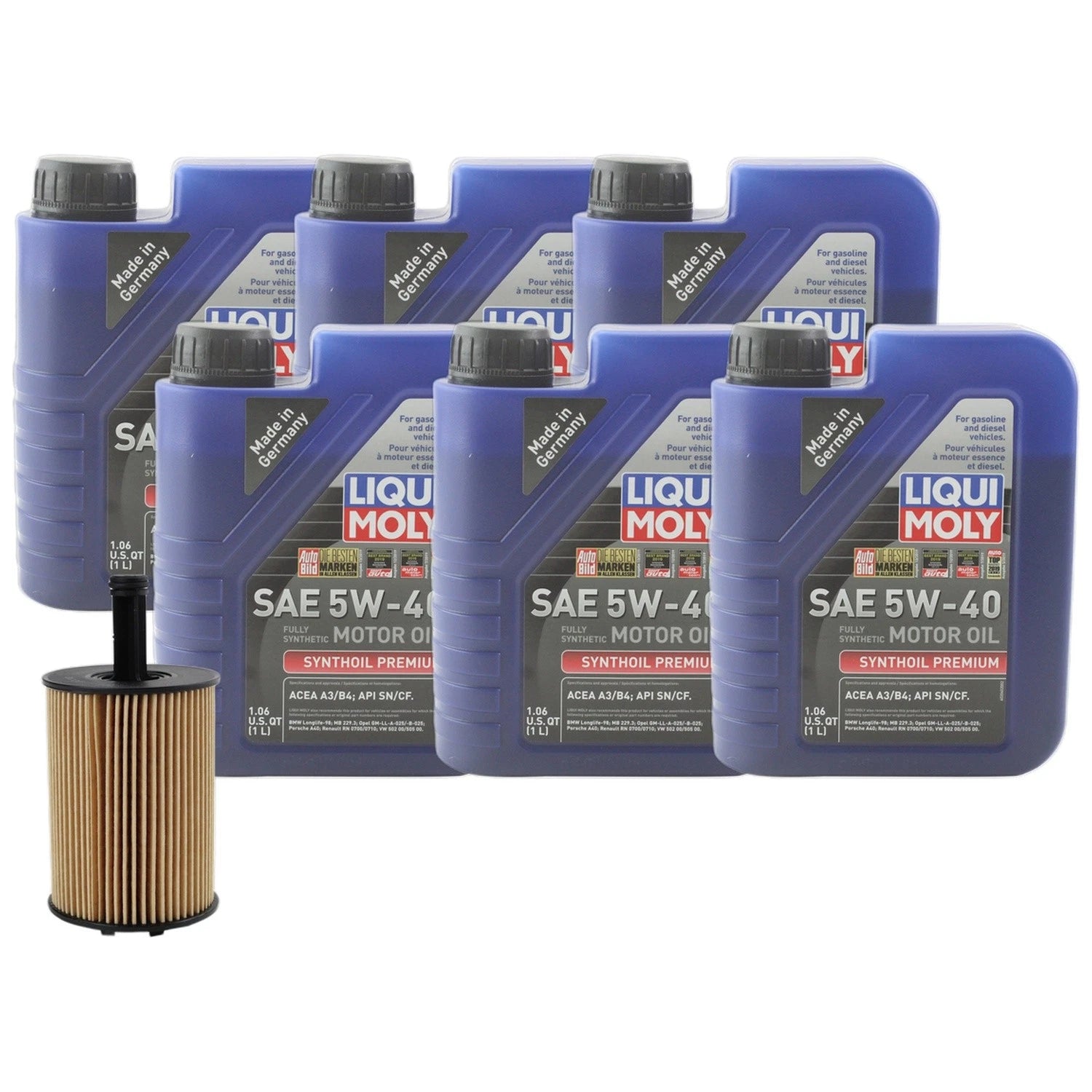 6L Liqui Moly Synthoil Premium 5W-40 Engine Oil Change Kit for A3 Quattro (2006–2013)