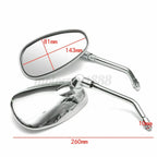 Chrome Oval Side Rearview Mirrors for Honda Cruiser Chopper 10mm