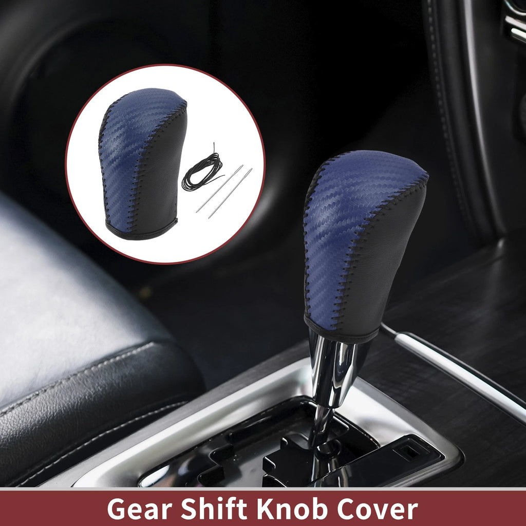 1Pc Gear Shift Knob Cover for Subaru Forester (2006–2012) Blue Faux Leather
