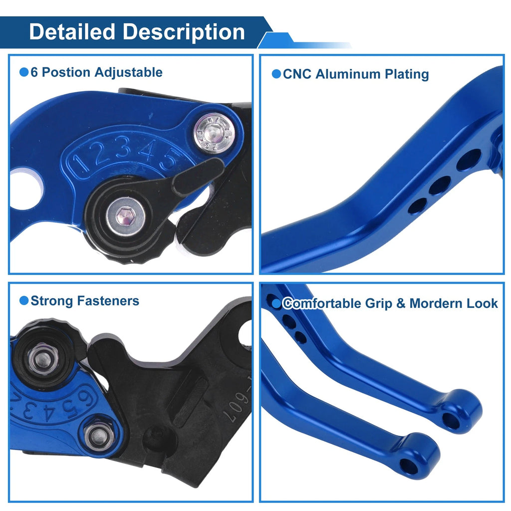 Adjustable Short Brake Clutch Levers for Honda CBF600/SA (2010–2013) Blue