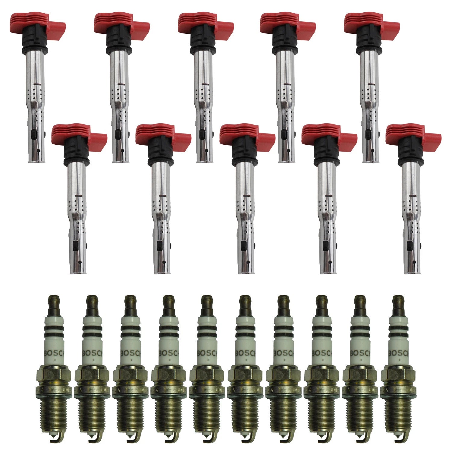 Set of 10 Ignition Coils & Spark Plugs for Audi R8 42 V10 (2008–2015)