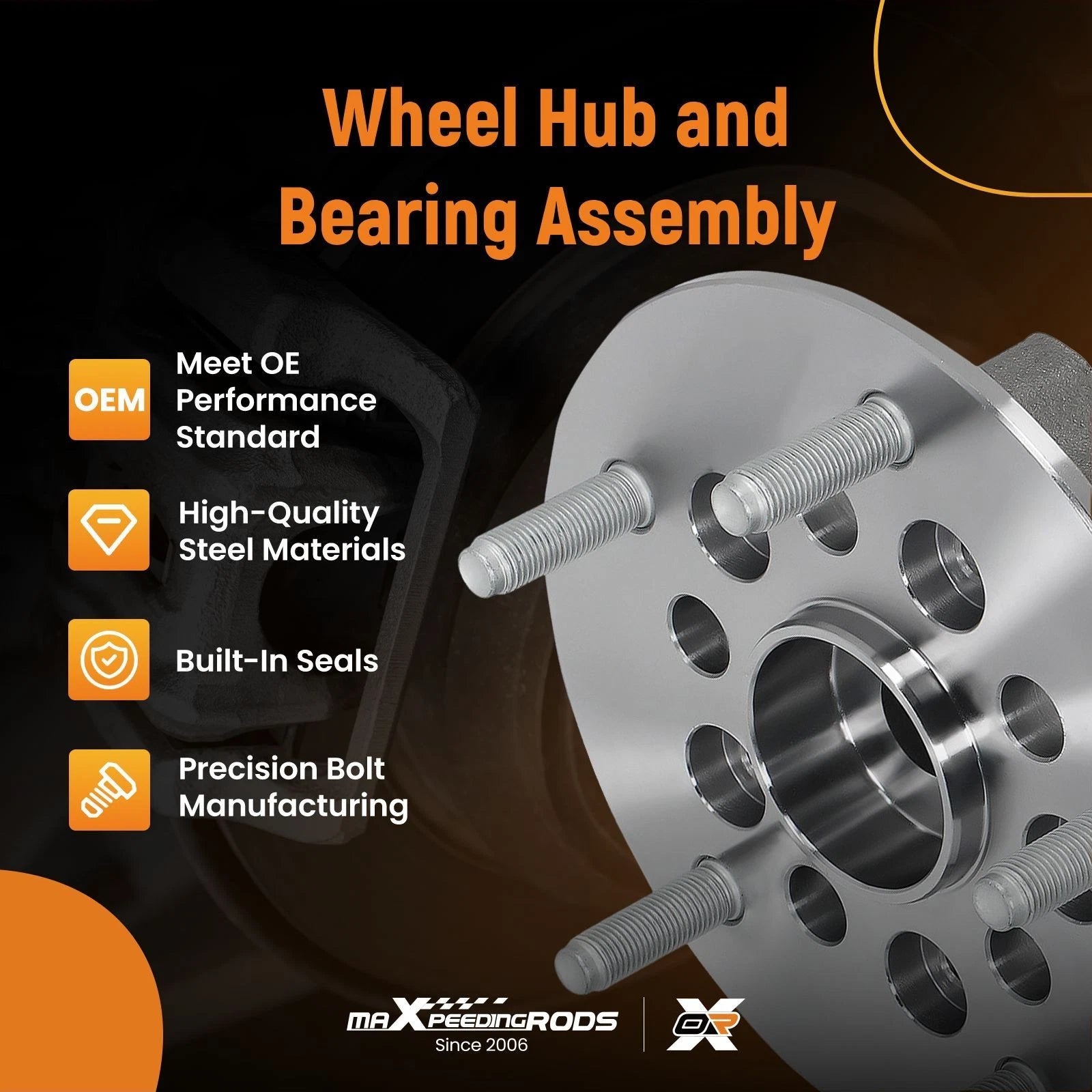 Set of 2 Front Left Right Wheel Hubs BR930937 for Ford Transit (2015–2019)