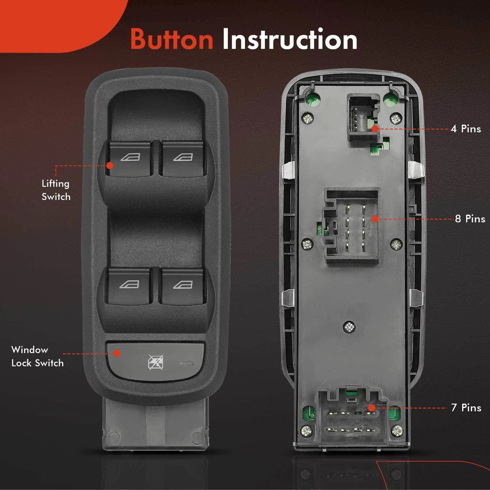 Front Left Power Window Switch for Ford Fiesta (2011-2013)
