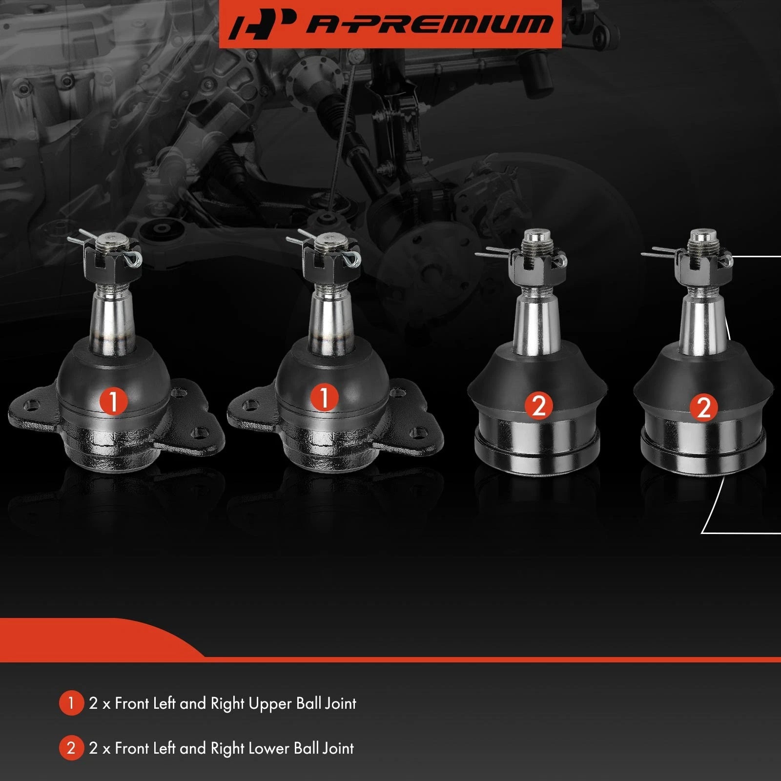 Set of 4 Front Upper & Lower Ball Joints for Chevrolet Tahoe (1996–1999)