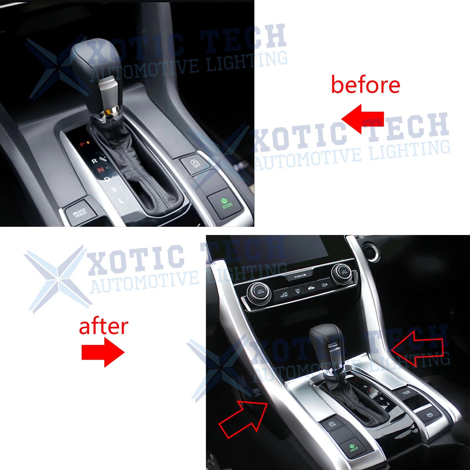 ABS Chrome Gear Shift Frame Cover Trims for Honda Civic 2016-2021