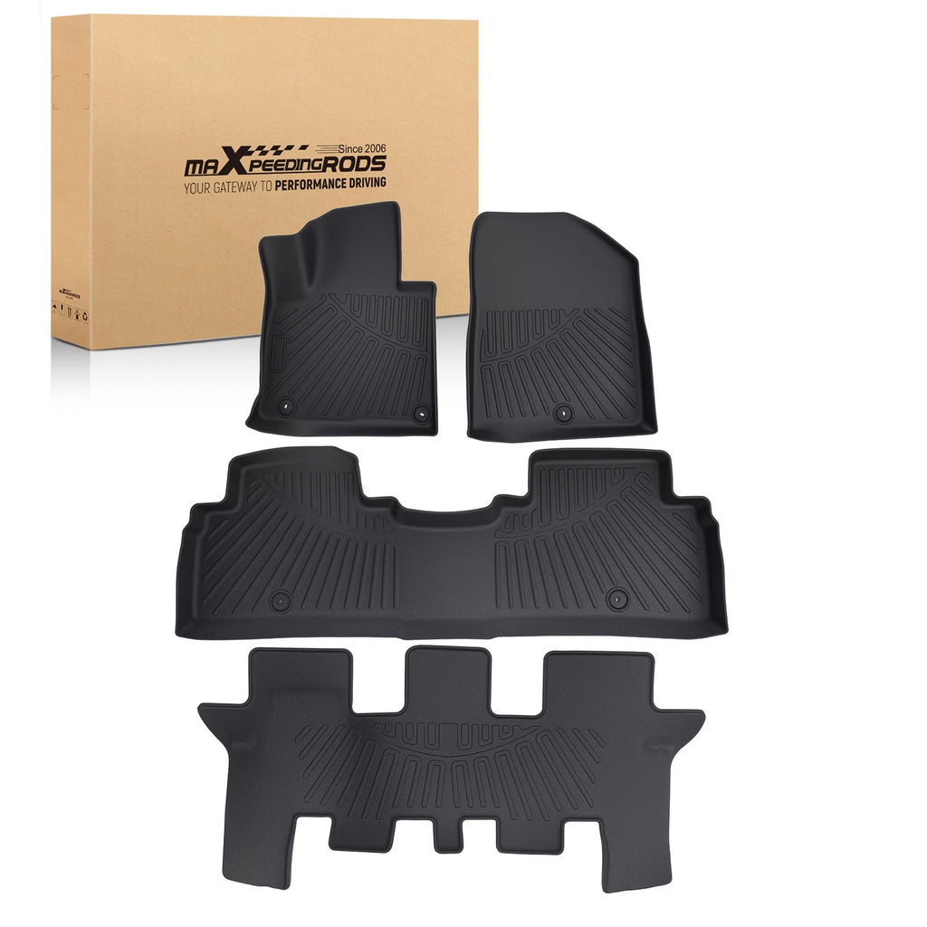 3D Carpet Floor Mats for Kia Sorento (2016–2020) Black TPE Anti-Slip