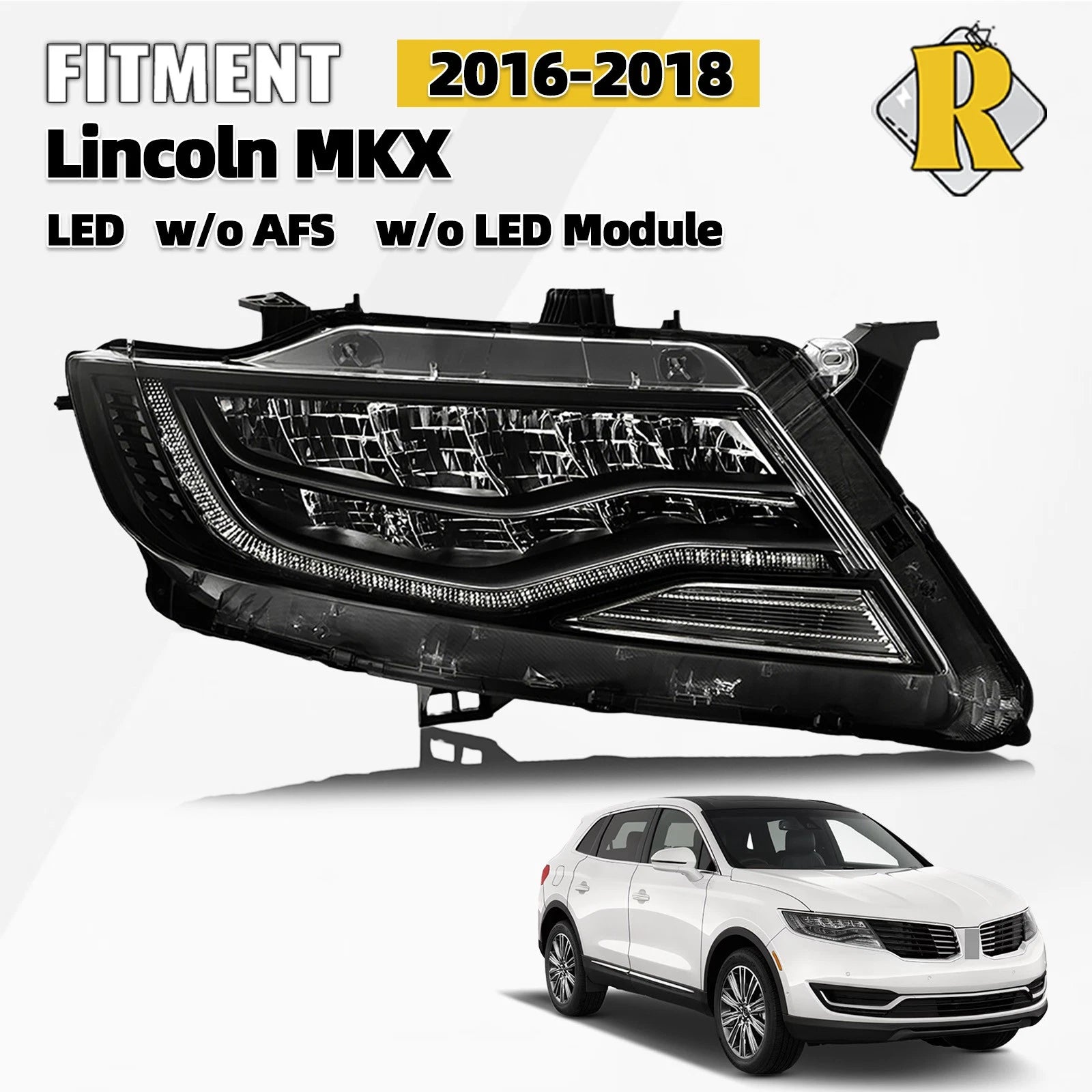 LED Headlight for Lincoln MKX (2016–2018) Right Side
