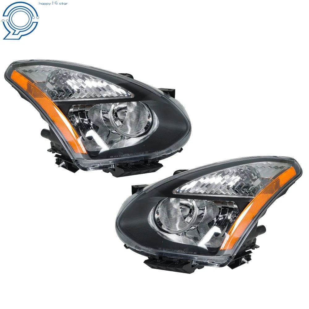 Set of 2 Black Headlights for Nissan Rogue (2008-2015)