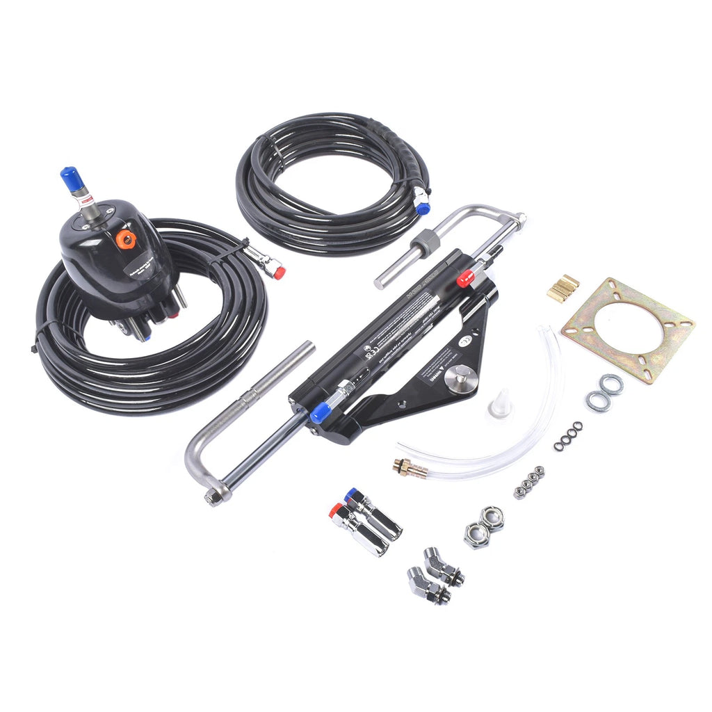 Hydraulic Outboard Steering System Kit for Single-Engine Boats (2x24FT Hose)