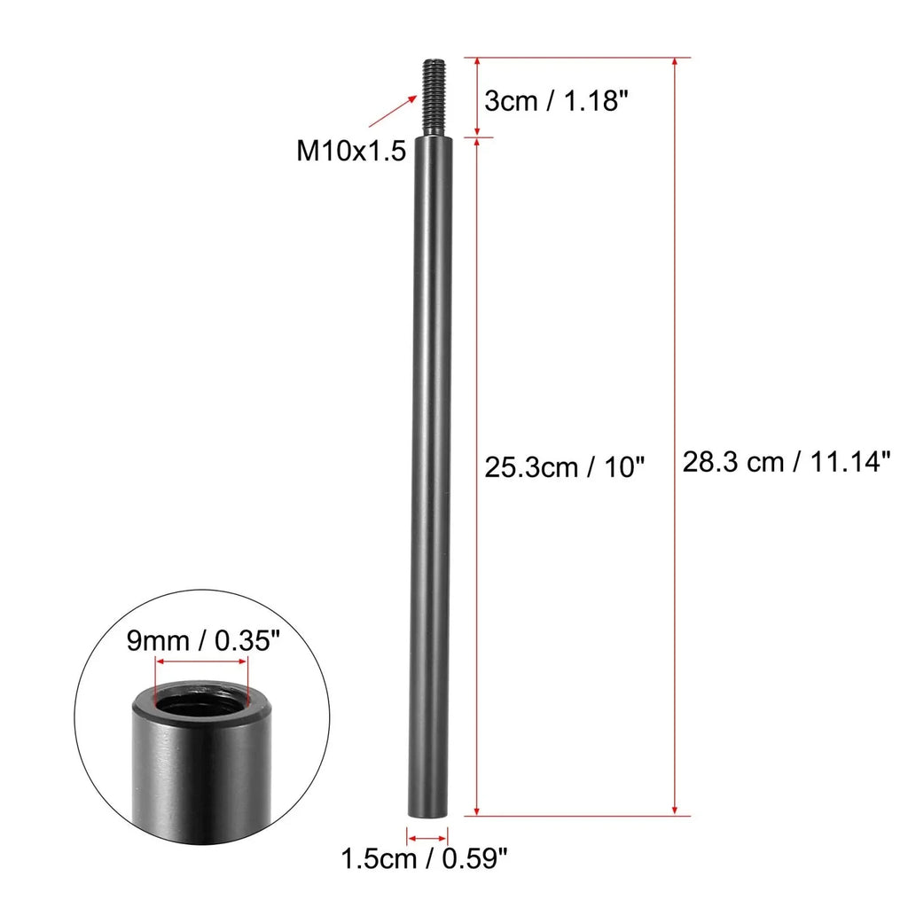 10" Gear Shift Knob Extender for Honda M10X1.5 Black  1 x PC