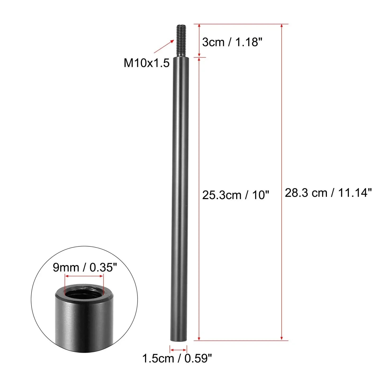 10" Gear Shift Knob Extender for Honda M10X1.5 Black  1 x PC