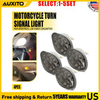 2X Smoked Lens Amber LED Flush Mount Turn Signal for Motorcycles (4-20)
