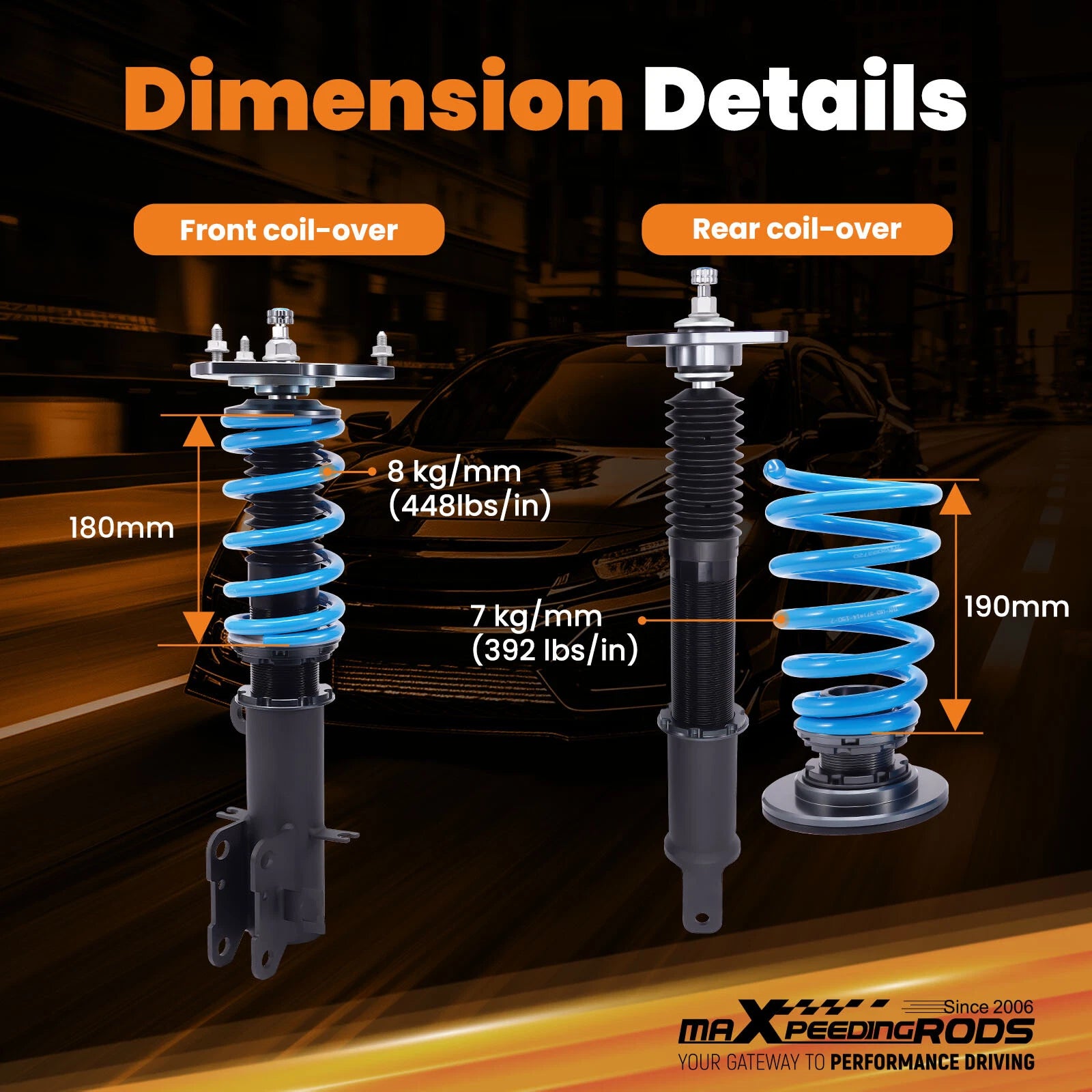 Coilovers 24 Click Damper Adjustable for Nissan Altima (2007-2013)