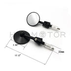22mm Universal Motorcycle Handlebar Bar End Mirrors - Aluminum Round