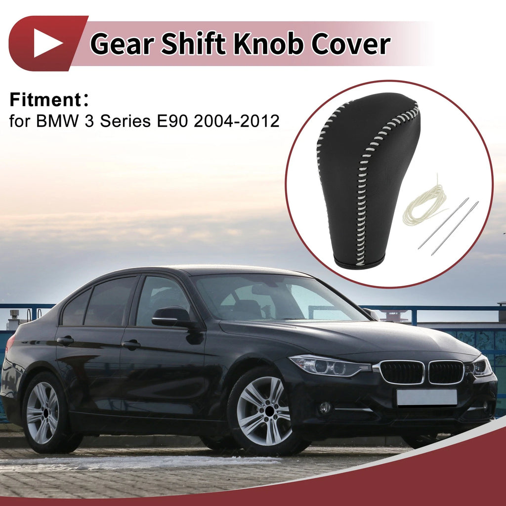 Gear Shift Knob Cover for BMW 3 Series E90 (2007–2013) Black Beige Faux Leather