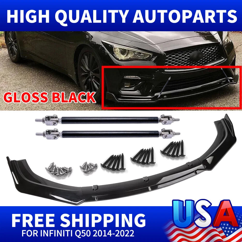 Front Bumper Lip Spoiler Splitter for Audi S3 RS3 A3 A5 A6 (2013–2020)